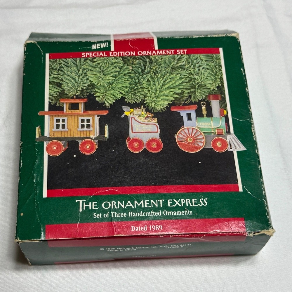 Hallmark The Ornament Express 1989 QX5805 Train Set 3 Keepsake Ornaments Box